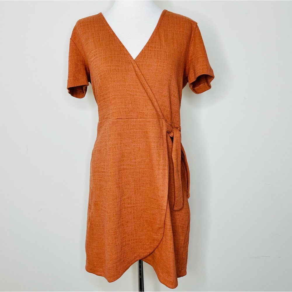 Texture & Thread Madewell Crosshatch Side Tie V-Neck Wrap Dress Size Medium